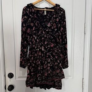 American Rag Black and Pink Long Sleeve Dress